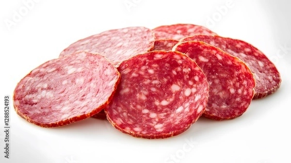 Fototapeta Close Up Photo Of Several Slices Of Italian Salami