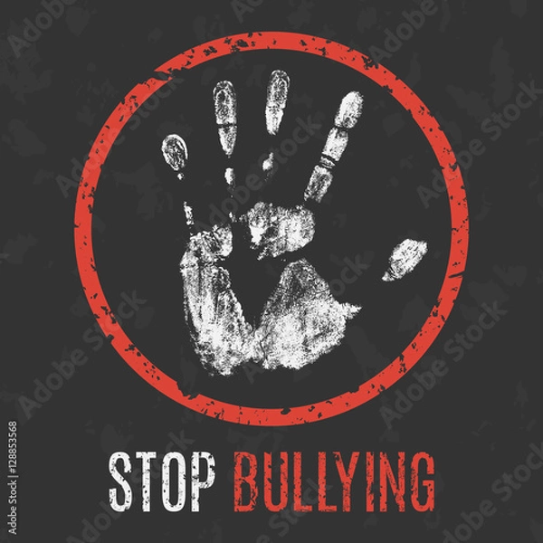 Obraz Vector illustration. Social problems of humanity. Stop bullying.