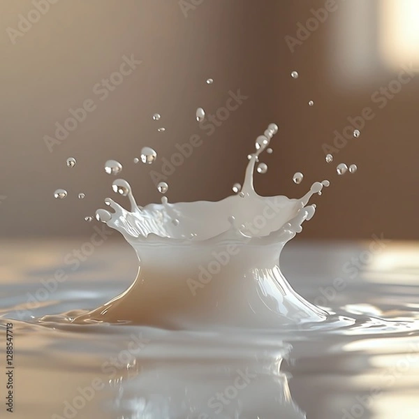 Fototapeta Stunning Close-Up of Milk Splashing in Creamy White Liquid