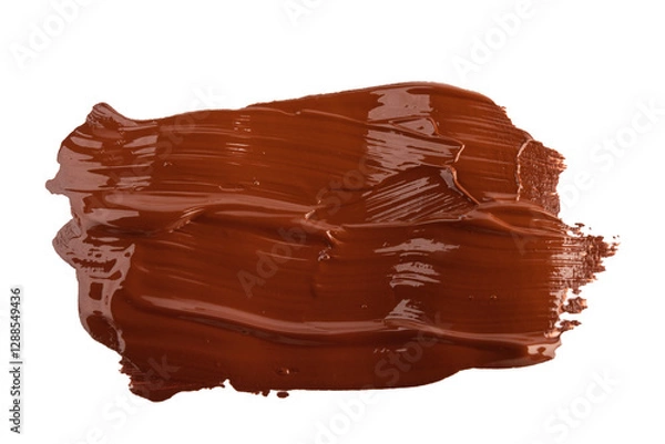Obraz Acrylic brown paint brush track blank art isolated on the white background
