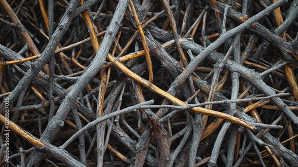 Fototapeta Dense Arrangement of Pine Branches Captured in a Macro View Exhibiting Intricate Textures and Patterns