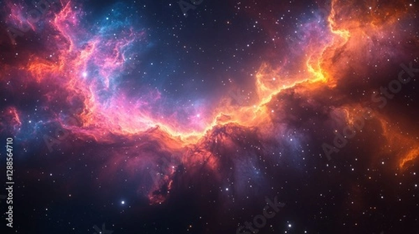 Fototapeta Radiant Nebula, A Spectacular Display of Color and Light in Space.