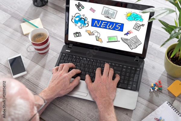 Fototapeta News concept on a laptop screen