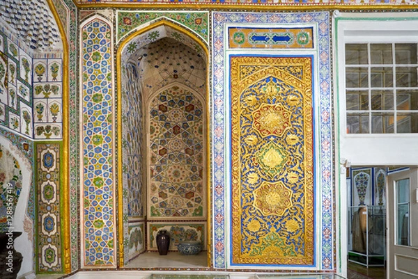 Fototapeta Mosaic decorations at Sitorai Mokhi-Khosa Palace in Bukhara