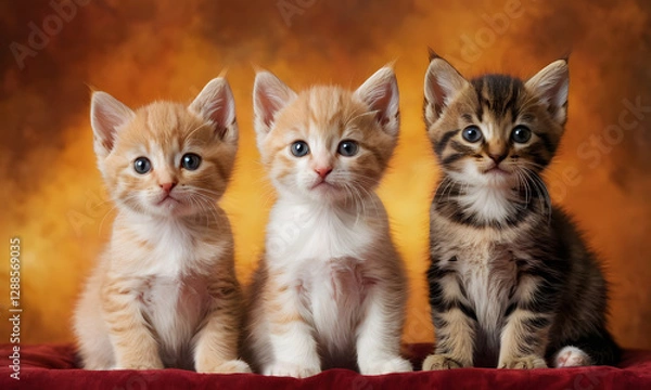 Obraz two kittens on a yellow background