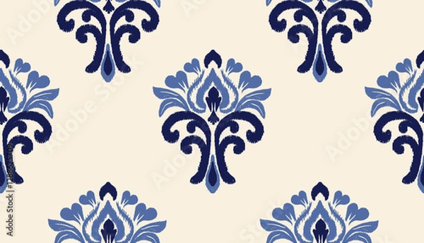 Fototapeta geometric ethnic vintage texture vector art design. textile fashion pattern line ikat seamless pattern and batik fabric texture asian background wallpaper geometry indian. Ethnic abstract ikat art .
