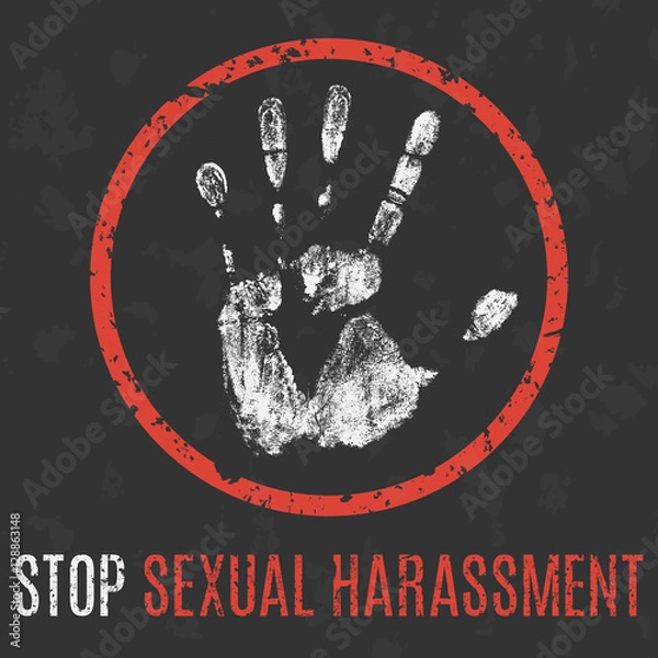 Obraz Vector. Social problems of humanity. Stop sexual harassment.