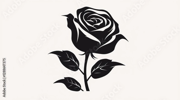 Fototapeta silhouette rose on white background