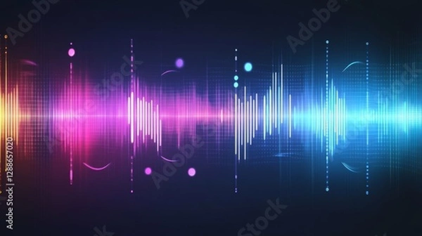 Obraz Colorful digital sound wave on dark background representing audio technology