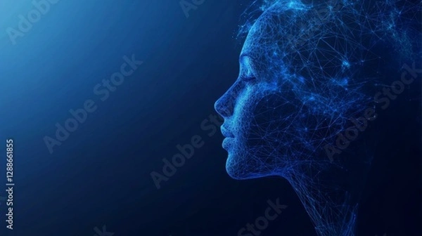 Fototapeta Digital Profile Visualization Emerging Through Complex Networked Connection Representation