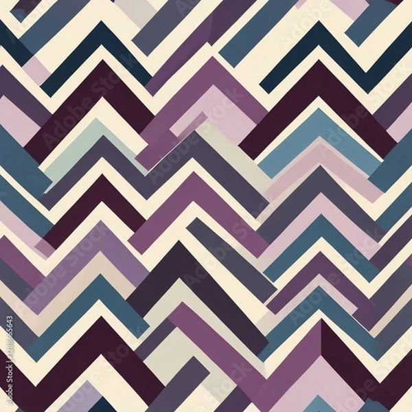 Fototapeta Abstract Geometric Pattern: Interlocking Chevron Design in Muted Tones
