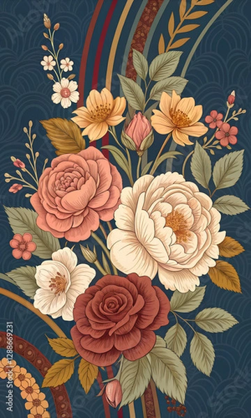Fototapeta seamless pattern with flowers