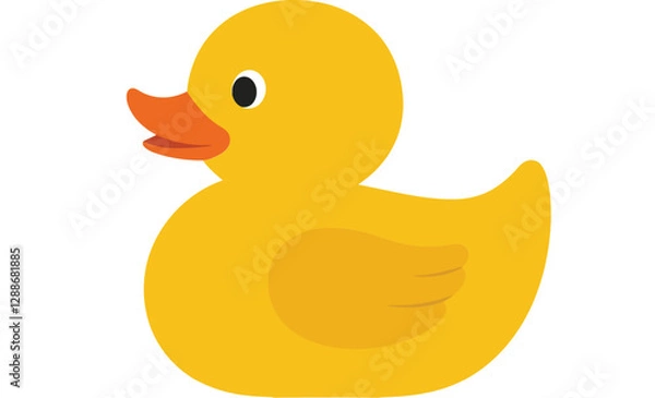 Fototapeta Cute yellow rubber duck in flat design with simple shapes and colors vector illustration
