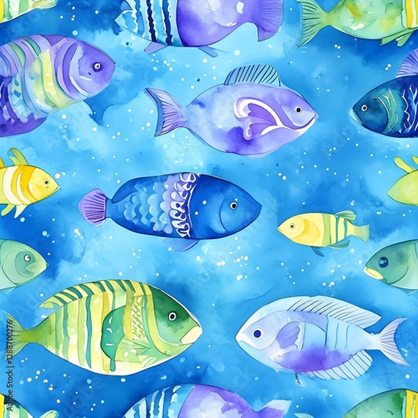 Fototapeta seamless background with fishes