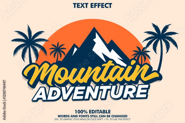 Fototapeta editable text effect of mountain adventure
