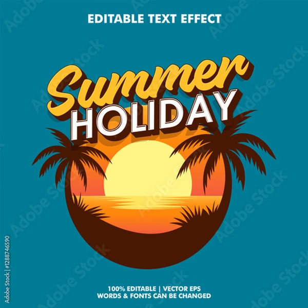 Fototapeta editable text effect of summer holiday with simple illustration