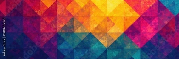 Fototapeta Geometric square pattern, colorful abstract design, mosaic, shapes