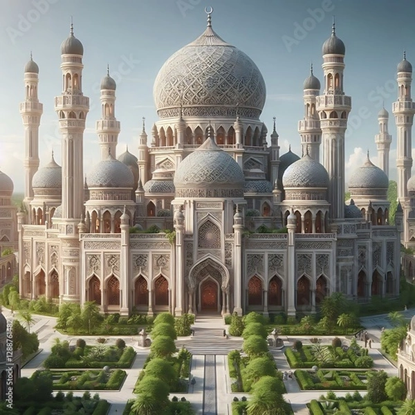 Obraz Grand Mosque Rendering Futuristic Mosque Design Grand Mosque 3D Render