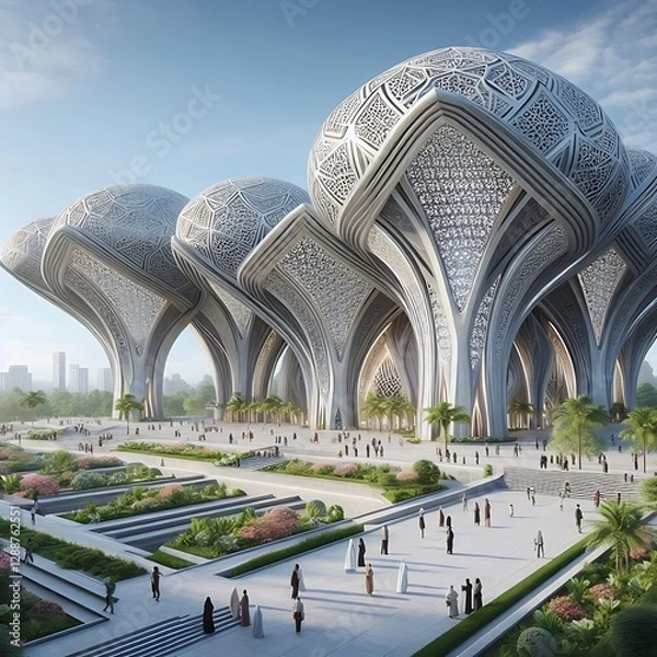 Obraz Grand Mosque Rendering Futuristic Mosque Design Grand Mosque 3D Render