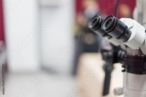 Fototapeta Optical microscope in a hospital in advanced science.