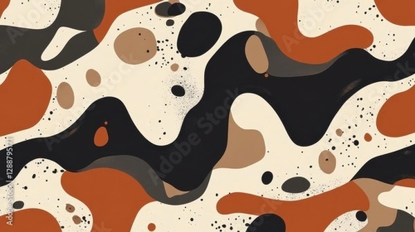 Fototapeta Abstract Beige Cream Brown Black And Red Organic Wave Pattern Background Texture Design