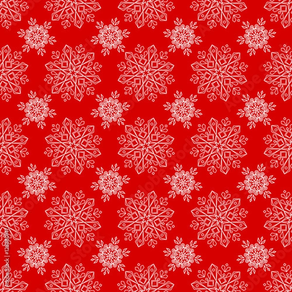 Obraz Seamless pattern with snowflakes christmas ornament