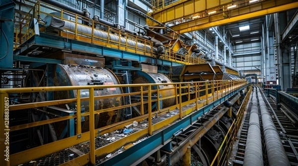 Fototapeta A clean and efficient bioenergy facility processing waste into power, demonstrating the role of waste-to-energy technology in global sustainability ,8K