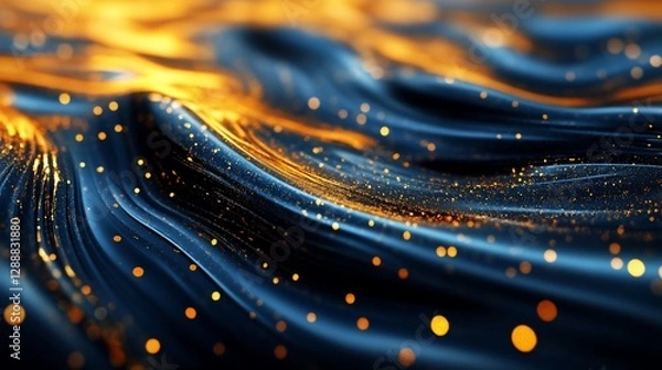Fototapeta Elegant Abstract Background with Flowing Dark Blue and Golden Lights