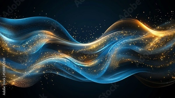 Fototapeta Elegant Abstract Background with Flowing Waves of Light and Sparkling Particles