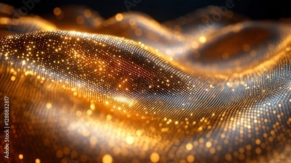 Obraz The golden glittering surface shows flowing waves of light and detail