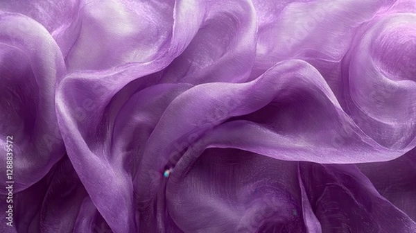 Fototapeta A close up of flowing violet colored delicate fabric