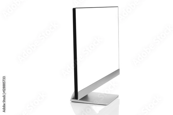 Obraz Sleek modern computer display with blank white screen, front side view and isolated on white background with reflection