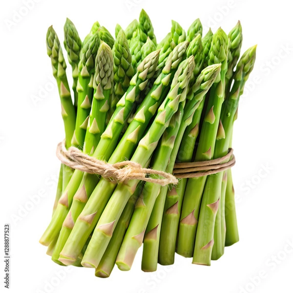 Fototapeta Fresh Green Asparagus Bundle isolated on transparent background