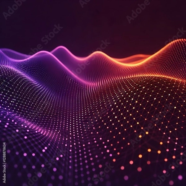 Fototapeta A minimal, 
full mesh pattern
 with 
glowing dots
 in a line