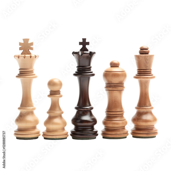 Fototapeta Isolated Wooden Chess Pieces