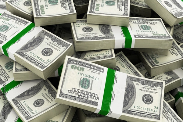 Obraz Background with money american hundred dollar bills 3d
