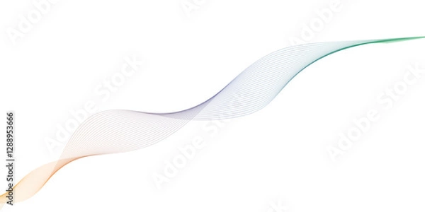 Fototapeta  Colorful gradient abstract wave lines poster, vector illustration isolated on white.