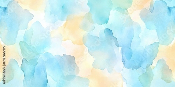 Fototapeta Romantic Pastel Spring Background. Soft watercolor abstract background in blue tones