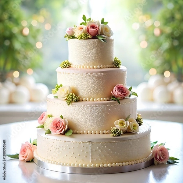 Obraz Elegant Four-Tier Wedding Cake
