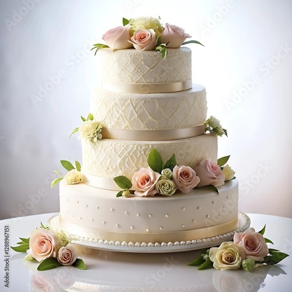 Obraz Elegant Four-Tier Wedding Cake