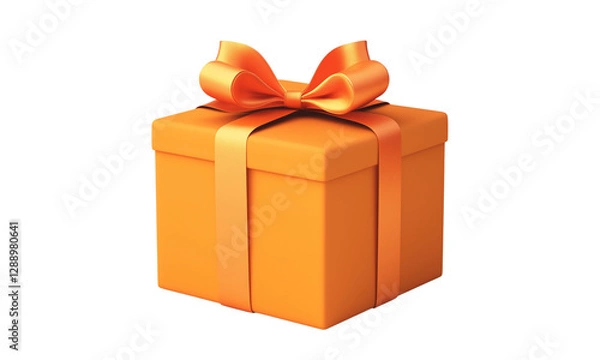 Obraz glossy bright orange gift box