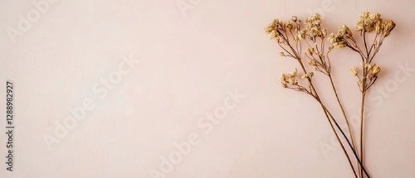 Fototapeta Romantic Pastel Spring Background. Dried flowers on a soft background