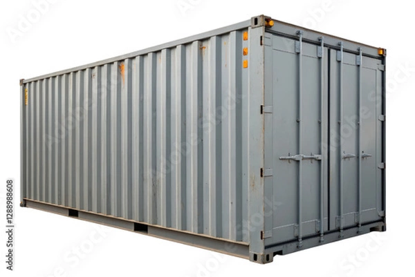 Obraz Large gray shipping container for cargo isolated with transparent background