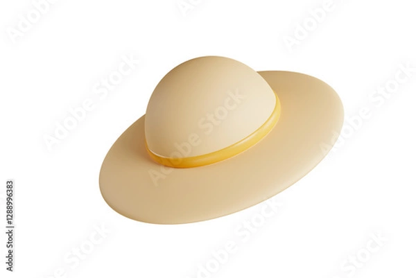 Fototapeta Summer vacation hat isolated on white 3D rendering
