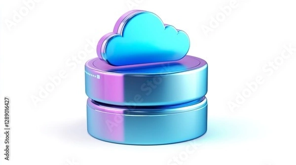 Obraz 3D Cloud Database Icon Isolated