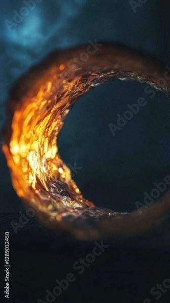 Fototapeta Flaming circle of light dark environment abstract inspirational viewpoint creative concept
