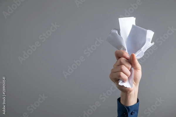 Fototapeta Business man tearing contract at office.