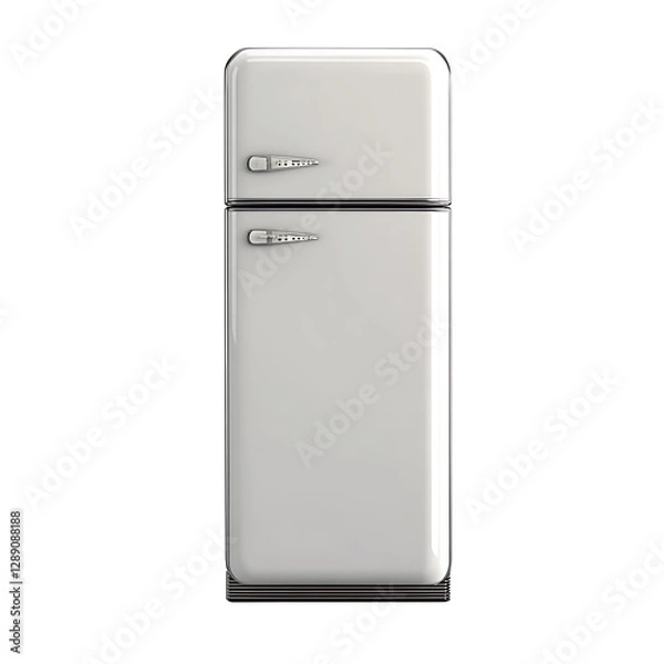 Fototapeta White retro refrigerator on transparent background. high resolution PNG file