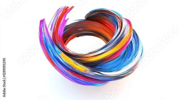 Fototapeta Colorful abstract swirling brushstrokes in dynamic circular motion