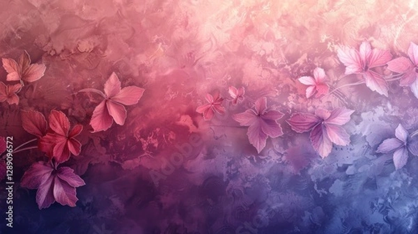 Fototapeta Delicate lace-inspired fabric with muted floral motifs blending softly into a watercolor backdrop in gentle lighting